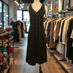 URBAN ROMANTICS NWT BLACK STRIPED WIDE LEG/ CROPPED/ BUTTON-UP JUMPSUIT/ Size S